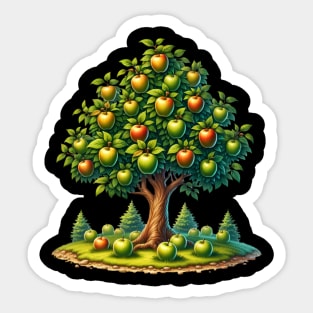 Apples Meadow Forest Colorful Trees Sticker